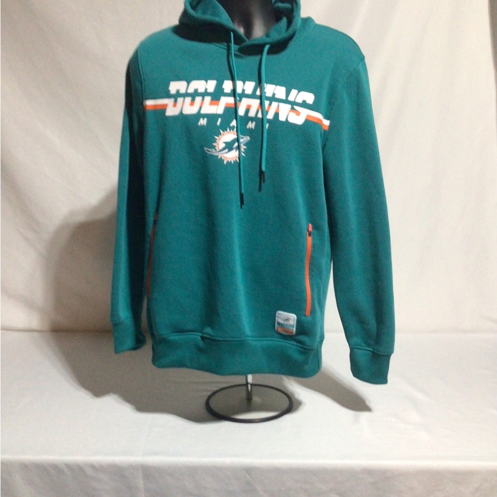 NFL Miami Dolphins Teal Pullover Hoodie Sweatshirt Zip Pockets Size Small